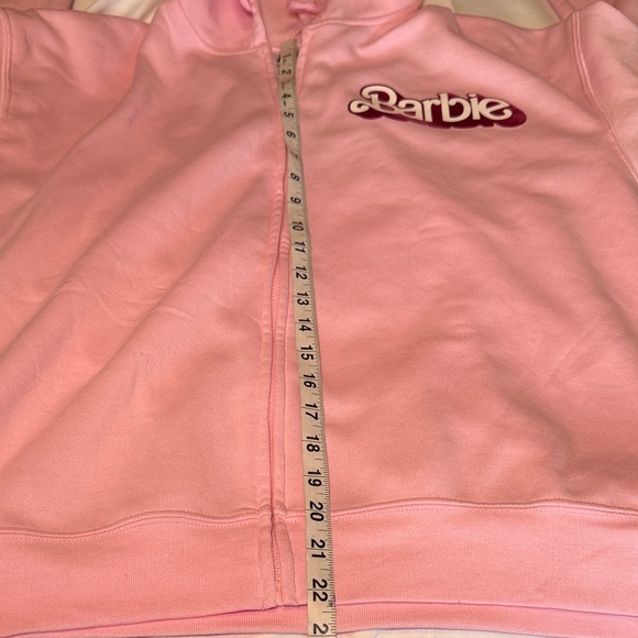 Mattel Juniors Barbie Pink Girls Zip Hoodie Metallic Print XL 15-17 - Picture 8 of 11